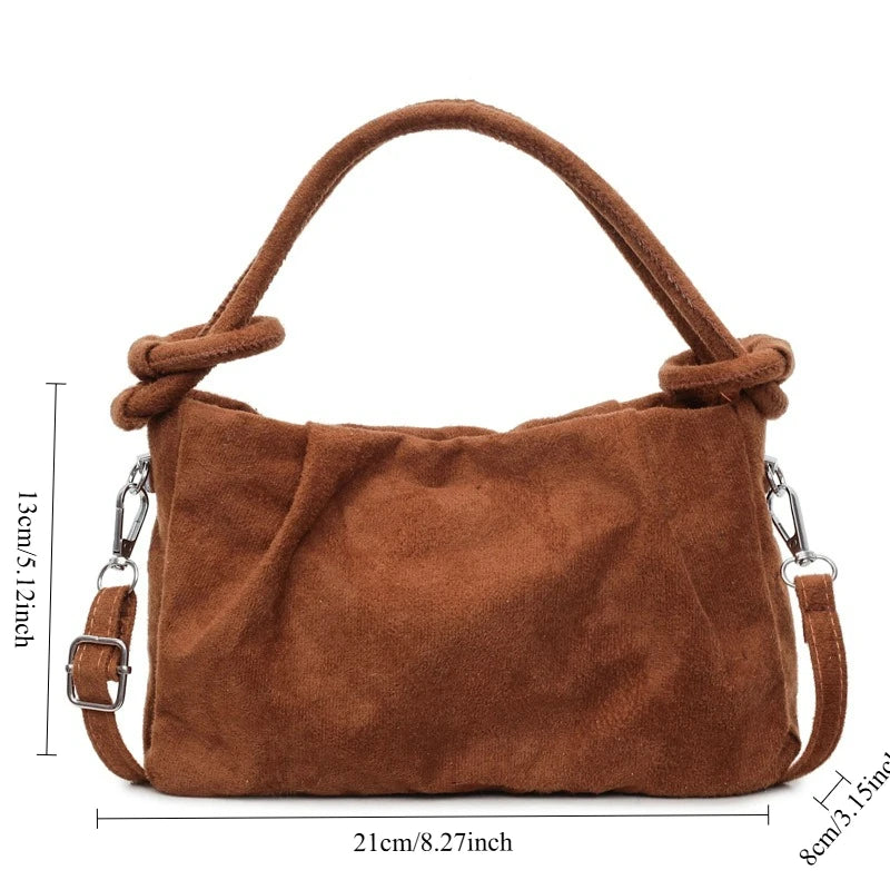 Women's Retro Suede Crossbody Bag – Casual Soft Shoulder Commuting Bag
