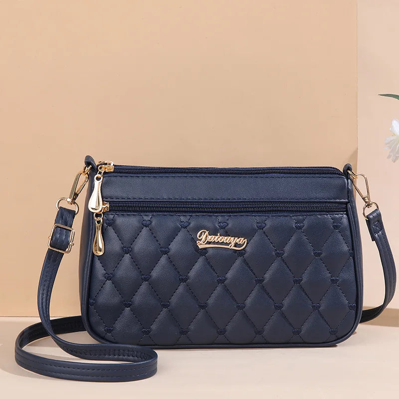 Women's Embroidery PU Leather Messenger Bag – Satchel Handbag with Fur Pom Detail