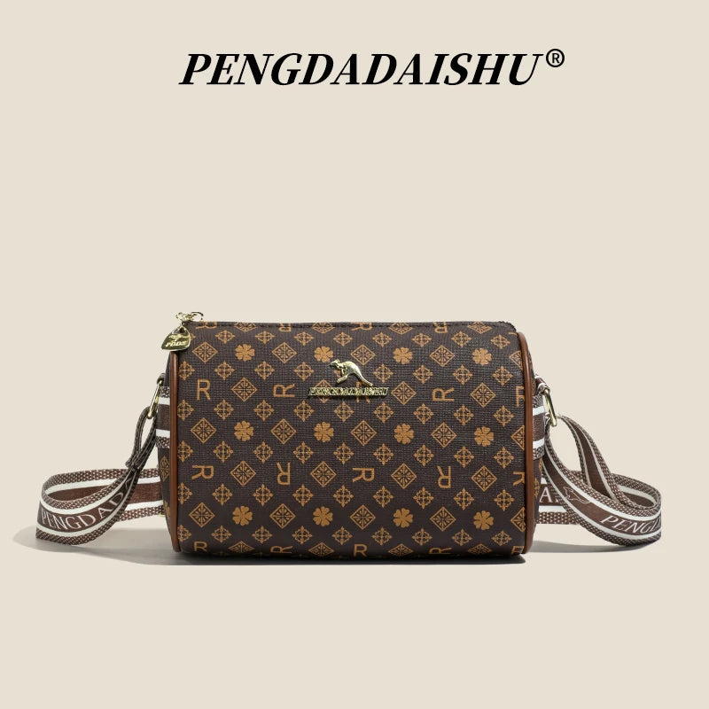 Women's Alphabet Print Retro Pillow Crossbody Bag – PU Leather Mini Shoulder Purse