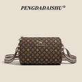 Women's Alphabet Print Retro Pillow Crossbody Bag – PU Leather Mini Shoulder Purse