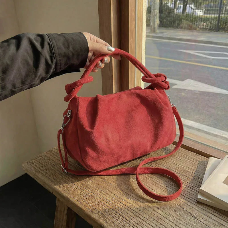 Women's Retro Suede Crossbody Bag – Casual Soft Shoulder Commuting Bag
