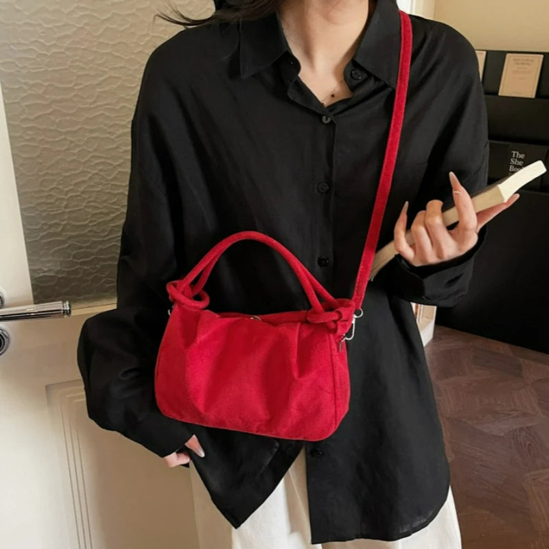 Women's Retro Suede Crossbody Bag – Casual Soft Shoulder Commuting Bag