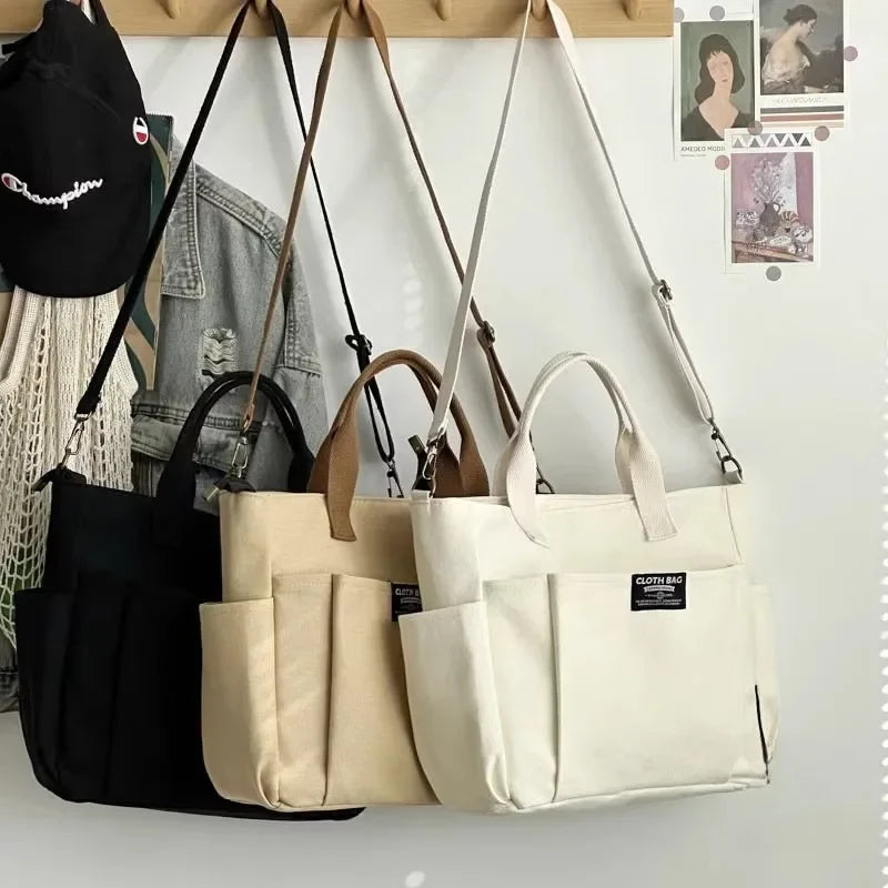 Women's Canvas Large Capacity Shoulder Bag – Laptop Tote for Work & School