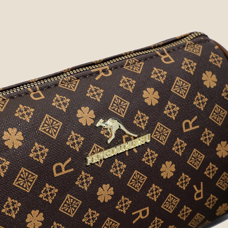 Women's Alphabet Print Retro Pillow Crossbody Bag – PU Leather Mini Shoulder Purse