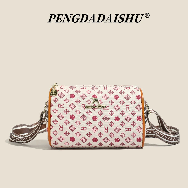 Women's Alphabet Print Retro Pillow Crossbody Bag – PU Leather Mini Shoulder Purse