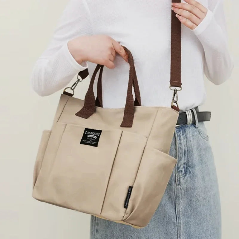 Women's Canvas Large Capacity Shoulder Bag – Laptop Tote for Work & School