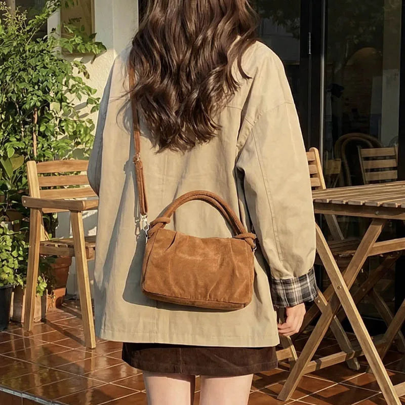 Women's Retro Suede Crossbody Bag – Casual Soft Shoulder Commuting Bag