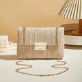 Women's Woven Straw Crossbody Bag – Handwoven Shoulder Purse with Lock Closure