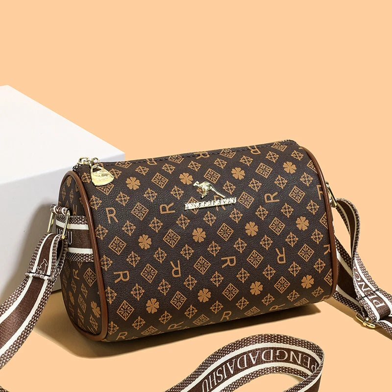Women's Alphabet Print Retro Pillow Crossbody Bag – PU Leather Mini Shoulder Purse