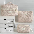 Vintage Floral Quilted Cosmetic Bag – Women's Travel Makeup Organizer Pouch