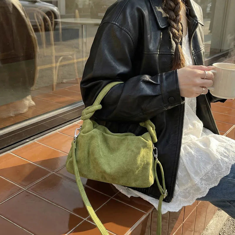 Women's Retro Suede Crossbody Bag – Casual Soft Shoulder Commuting Bag