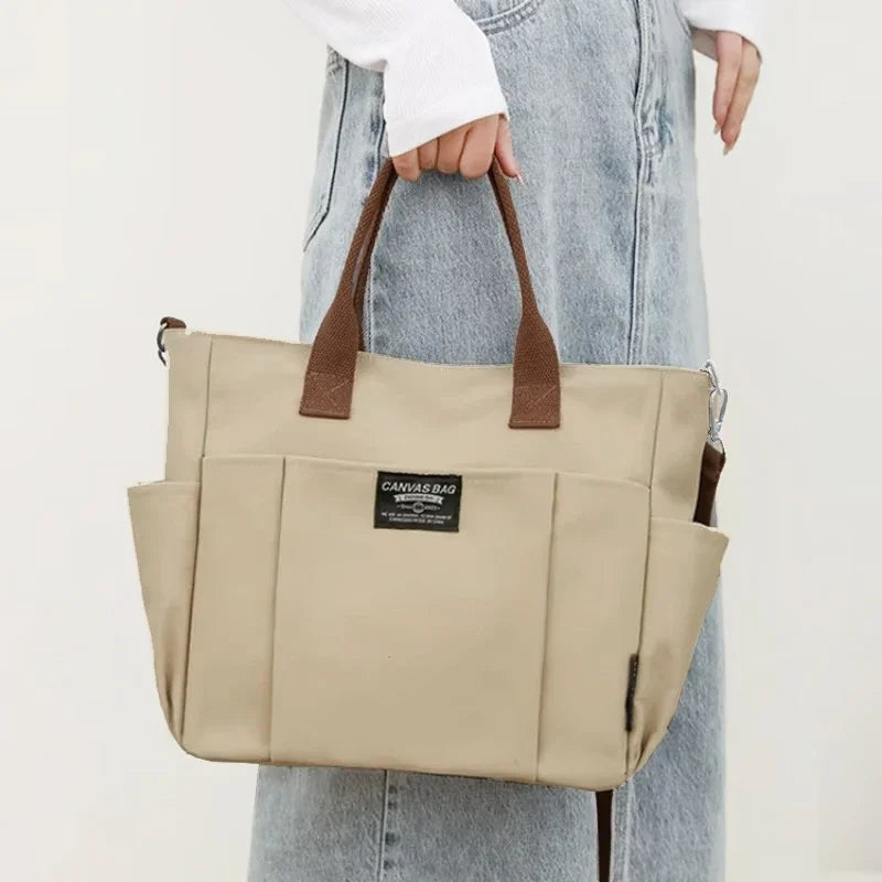 Women's Canvas Large Capacity Shoulder Bag – Laptop Tote for Work & School