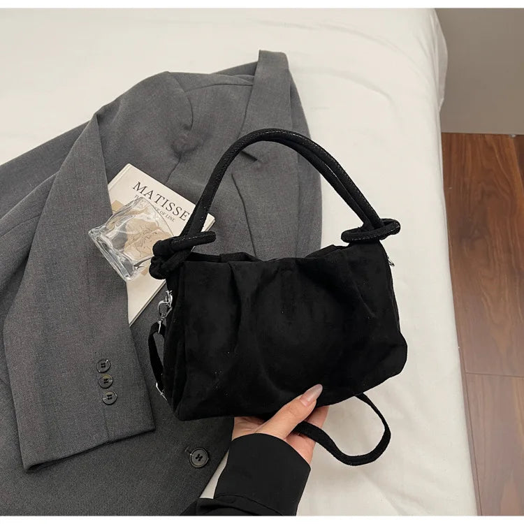 Women's Retro Suede Crossbody Bag – Casual Soft Shoulder Commuting Bag